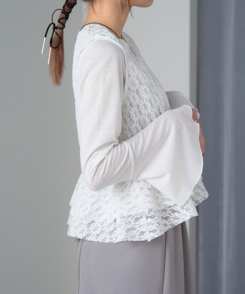 TRIANGLE PALETTE(トライアングルパレット)の「レースペプラムVネックベスト(ベスト・レディース・ホワイト/ブラウン/アイボリー/ブラック・FREE)」の9枚目の写真
