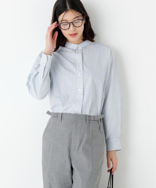 human woman(ヒューマンウーマン)の「◆ストライプ形態安定ボックスブラウス(シャツ/ブラウス・レディース・イエロー系その他4/ブルー系その他3・MEDIUM)」の2枚目の写真