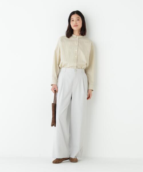 human woman(ヒューマンウーマン)の「◆ストライプ形態安定ボックスブラウス(シャツ/ブラウス・レディース・イエロー系その他4/ブルー系その他3・MEDIUM)」の19枚目の写真