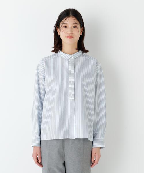 human woman(ヒューマンウーマン)の「◆ストライプ形態安定ボックスブラウス(シャツ/ブラウス・レディース・イエロー系その他4/ブルー系その他3・MEDIUM)」の10枚目の写真