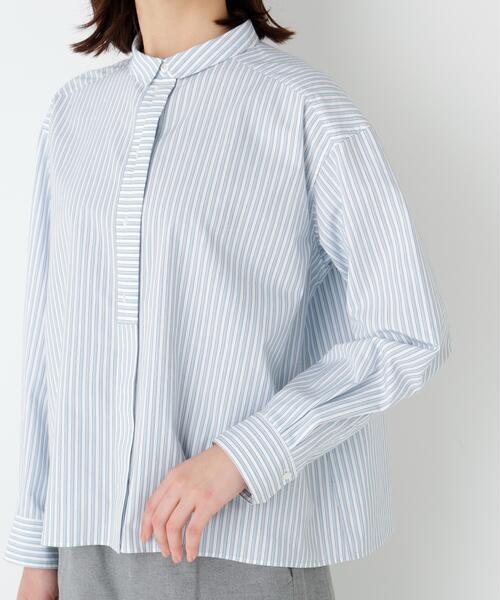 human woman(ヒューマンウーマン)の「◆ストライプ形態安定ボックスブラウス(シャツ/ブラウス・レディース・イエロー系その他4/ブルー系その他3・MEDIUM)」の5枚目の写真