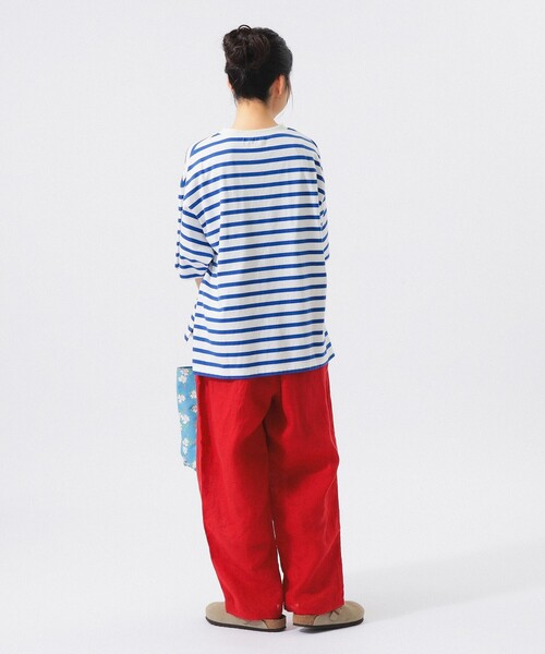 BEAMS BOY(ビームスボーイ)の「ボーダー ビッグ ショートスリーブ(Tシャツ/カットソー・レディース・オフホワイト/ホワイト系その他7/ネイビー・ONE SIZE)」の6枚目の写真