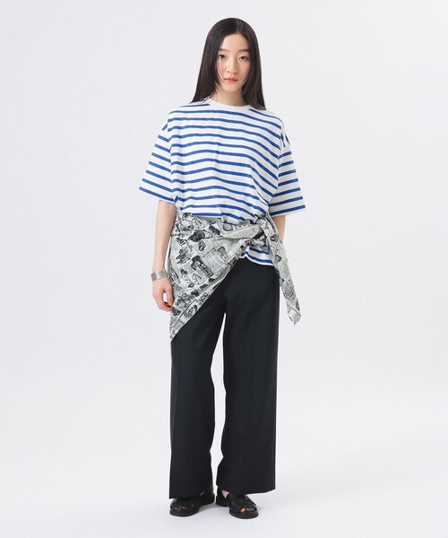 BEAMS BOY(ビームスボーイ)の「ボーダー ビッグ ショートスリーブ(Tシャツ/カットソー・レディース・オフホワイト/ホワイト系その他7/ネイビー・ONE SIZE)」の8枚目の写真
