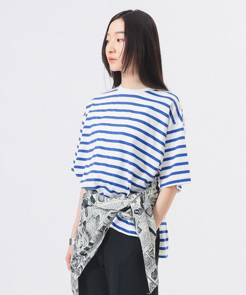 BEAMS BOY(ビームスボーイ)の「ボーダー ビッグ ショートスリーブ(Tシャツ/カットソー・レディース・オフホワイト/ホワイト系その他7/ネイビー・ONE SIZE)」の12枚目の写真