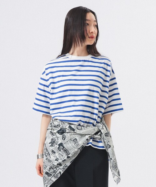 BEAMS BOY(ビームスボーイ)の「ボーダー ビッグ ショートスリーブ(Tシャツ/カットソー・レディース・オフホワイト/ホワイト系その他7/ネイビー・ONE SIZE)」の13枚目の写真
