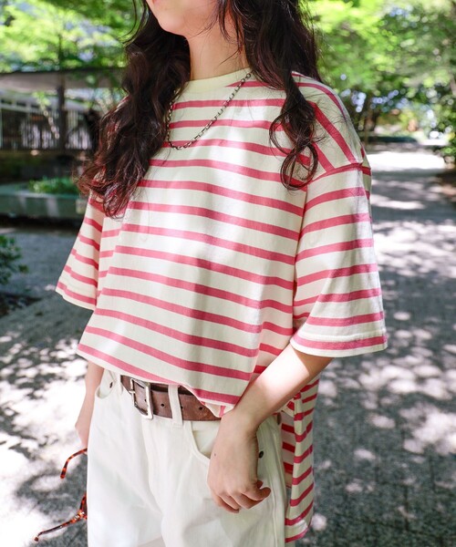 BEAMS BOY(ビームスボーイ)の「ボーダー ビッグ ショートスリーブ(Tシャツ/カットソー・レディース・オフホワイト/ホワイト系その他7/ネイビー・ONE SIZE)」の16枚目の写真