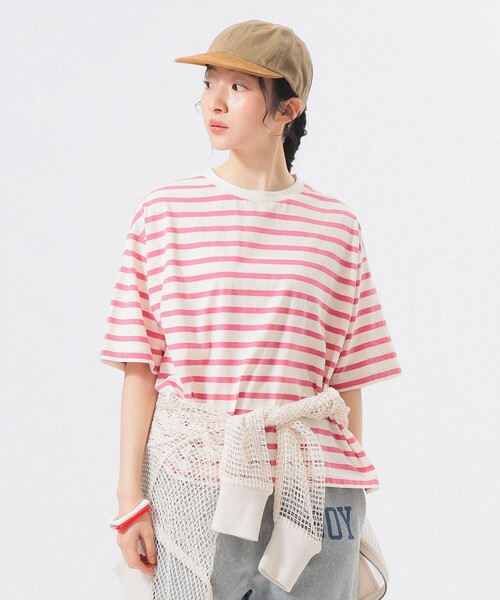 BEAMS BOY(ビームスボーイ)の「【8/6再値下げ】ボーダー ビッグ ショートスリーブ(Tシャツ/カットソー・レディース・オフホワイト/ホワイト系その他7/ネイビー・ONE SIZE)」の3枚目の写真