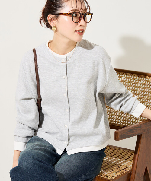 FREAK'S STORE（フリークスストア）の「限定展開　タック リブ レイヤード ボタン カーディガン（カーディガン/ボレロ・レディース・グレー/レッド/ブラウン/ブラック・ﾌﾘ-）」の3枚目の写真