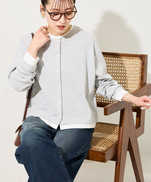 FREAK'S STORE（フリークスストア）の「限定展開　タック リブ レイヤード ボタン カーディガン（カーディガン/ボレロ・レディース・グレー/レッド/ブラウン/ブラック・ﾌﾘ-）」の18枚目の写真