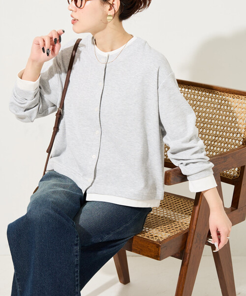 FREAK'S STORE（フリークスストア）の「限定展開　タック リブ レイヤード ボタン カーディガン（カーディガン/ボレロ・レディース・グレー/レッド/ブラウン/ブラック・ﾌﾘ-）」の17枚目の写真