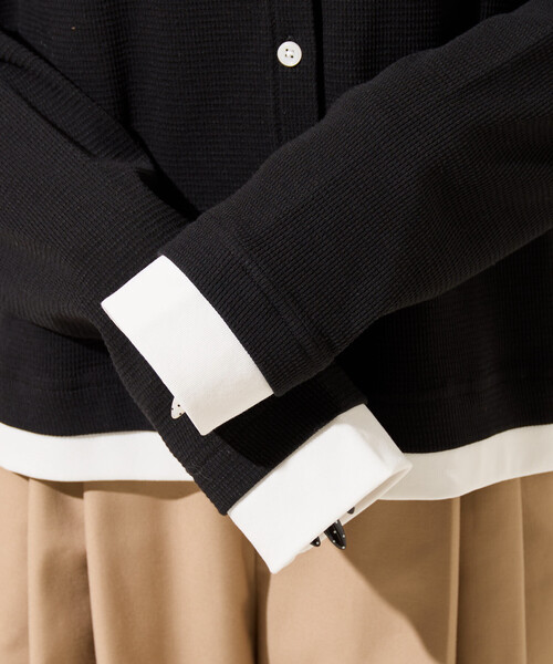 FREAK'S STORE（フリークスストア）の「限定展開　タック リブ レイヤード ボタン カーディガン（カーディガン/ボレロ・レディース・グレー/レッド/ブラウン/ブラック・ﾌﾘ-）」の8枚目の写真