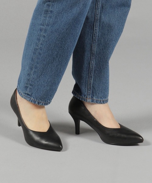 GLOBAL WORK（グローバルワーク）の「7cmヒール/らくっション撥水ヒールパンプス/632747（パンプス・レディース・ブラック/ブラック系その他/ホワイト系その他3・LARGE/MEDIUM）」の4枚目の写真