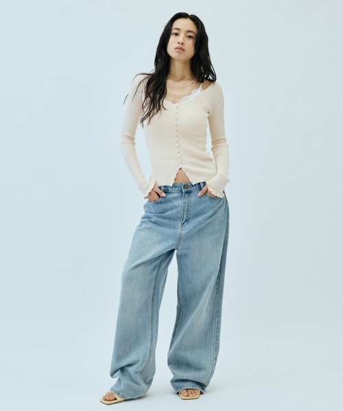 DRWCYS（ドロシーズ）の「リブVネックニットカーデ（カーディガン/ボレロ・レディース・ピンク/オフホワイト/ブラック・FREE）」の15枚目の写真