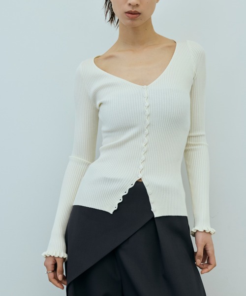 DRWCYS（ドロシーズ）の「リブVネックニットカーデ（カーディガン/ボレロ・レディース・ピンク/オフホワイト/ブラック・FREE）」の16枚目の写真