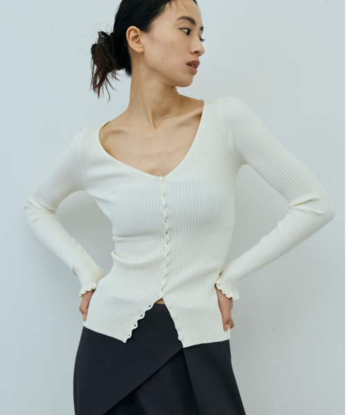 DRWCYS（ドロシーズ）の「リブVネックニットカーデ（カーディガン/ボレロ・レディース・ピンク/オフホワイト/ブラック・FREE）」の17枚目の写真