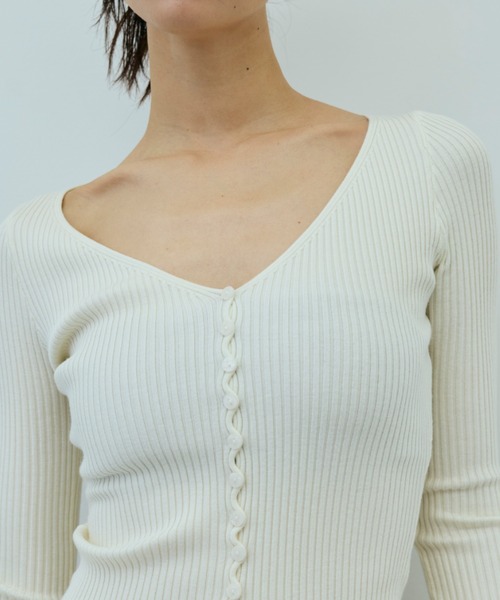 DRWCYS（ドロシーズ）の「リブVネックニットカーデ（カーディガン/ボレロ・レディース・ピンク/オフホワイト/ブラック・FREE）」の19枚目の写真