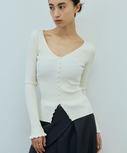 DRWCYS（ドロシーズ）の「リブVネックニットカーデ（カーディガン/ボレロ・レディース・ピンク/オフホワイト/ブラック・FREE）」の18枚目の写真