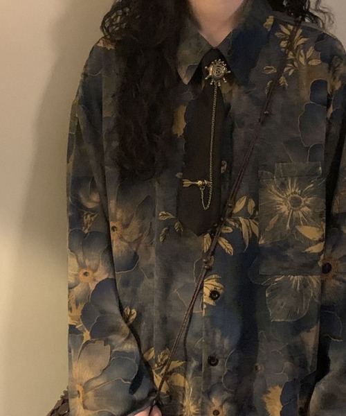 CANVAS+（キャンバスプラス）の「【CANVAS＋】花柄プリントシャツ（シャツ/ブラウス・レディース・ネイビー・M）」の12枚目の写真