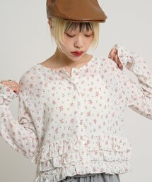 w closet | 裾フリル花柄カーディガン(Tシャツ/カットソー)