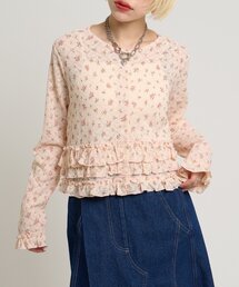 w closet | 裾フリル花柄カーディガン(Tシャツ/カットソー)