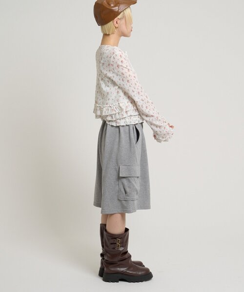 w closet（ダブルクローゼット）の「裾フリル花柄カーディガン（Tシャツ/カットソー・レディース・アイボリー/ピンク/オフホワイト・FREE）」の10枚目の写真