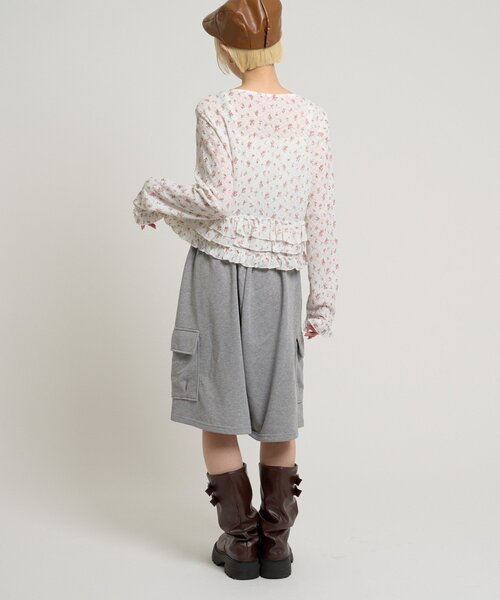 w closet（ダブルクローゼット）の「裾フリル花柄カーディガン（Tシャツ/カットソー・レディース・アイボリー/ピンク/オフホワイト・FREE）」の11枚目の写真