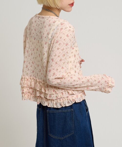 w closet（ダブルクローゼット）の「裾フリル花柄カーディガン（Tシャツ/カットソー・レディース・アイボリー/ピンク/オフホワイト・FREE）」の17枚目の写真
