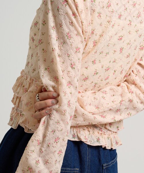 w closet（ダブルクローゼット）の「裾フリル花柄カーディガン（Tシャツ/カットソー・レディース・アイボリー/ピンク/オフホワイト・FREE）」の18枚目の写真