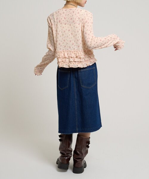 w closet（ダブルクローゼット）の「裾フリル花柄カーディガン（Tシャツ/カットソー・レディース・アイボリー/ピンク/オフホワイト・FREE）」の22枚目の写真