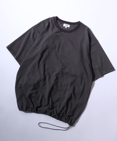 SITRY(シトリー)の「Dry Moss Stitch Drawcord T-shirt/吸水速乾 UVカット オーバーサイズ 無地 ボーダー ドローコード 半袖Tシャツ レディース メンズ(Tシャツ/カットソー・メンズ・ダークブルー/ホワイト/レンガ/ブラック/ブラウン系その他/ブラック系その他・M/L/LL)」の3枚目の写真