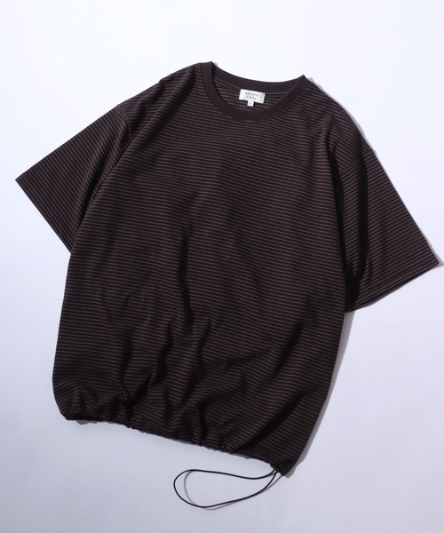 SITRY(シトリー)の「Dry Moss Stitch Drawcord T-shirt/吸水速乾 UVカット オーバーサイズ 無地 ボーダー ドローコード 半袖Tシャツ レディース メンズ(Tシャツ/カットソー・メンズ・ダークブルー/ホワイト/レンガ/ブラック/ブラウン系その他/ブラック系その他・M/L/LL)」の4枚目の写真