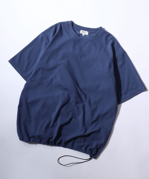 SITRY(シトリー)の「Dry Moss Stitch Drawcord T-shirt/吸水速乾 UVカット オーバーサイズ 無地 ボーダー ドローコード 半袖Tシャツ レディース メンズ(Tシャツ/カットソー・メンズ・ダークブルー/ホワイト/レンガ/ブラック/ブラウン系その他/ブラック系その他・M/L/LL)」の5枚目の写真