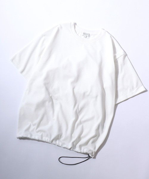SITRY(シトリー)の「Dry Moss Stitch Drawcord T-shirt/吸水速乾 UVカット オーバーサイズ 無地 ボーダー ドローコード 半袖Tシャツ レディース メンズ(Tシャツ/カットソー・メンズ・ダークブルー/ホワイト/レンガ/ブラック/ブラウン系その他/ブラック系その他・M/L/LL)」の2枚目の写真