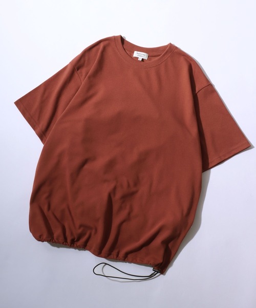 SITRY(シトリー)の「Dry Moss Stitch Drawcord T-shirt/吸水速乾 UVカット オーバーサイズ 無地 ボーダー ドローコード 半袖Tシャツ レディース メンズ(Tシャツ/カットソー・メンズ・ダークブルー/ホワイト/レンガ/ブラック/ブラウン系その他/ブラック系その他・M/L/LL)」の6枚目の写真