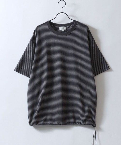SITRY(シトリー)の「Dry Moss Stitch Drawcord T-shirt/吸水速乾 UVカット オーバーサイズ 無地 ボーダー ドローコード 半袖Tシャツ レディース メンズ(Tシャツ/カットソー・メンズ・ダークブルー/ホワイト/レンガ/ブラック/ブラウン系その他/ブラック系その他・M/L/LL)」の11枚目の写真