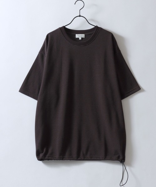 SITRY(シトリー)の「Dry Moss Stitch Drawcord T-shirt/吸水速乾 UVカット オーバーサイズ 無地 ボーダー ドローコード 半袖Tシャツ レディース メンズ(Tシャツ/カットソー・メンズ・ダークブルー/ホワイト/レンガ/ブラック/ブラウン系その他/ブラック系その他・M/L/LL)」の12枚目の写真