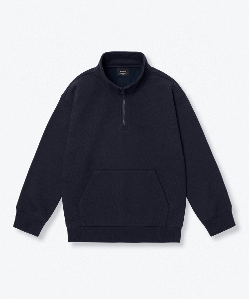 MUSINSA STANDARD KIDS（ムシンサスタンダードキッズ）の「起毛オーバーサイズハーフジップスウェットシャツ[ネイビー]（スウェット・レディース・その他・100/110/160/150/140/130/120）」の4枚目の写真