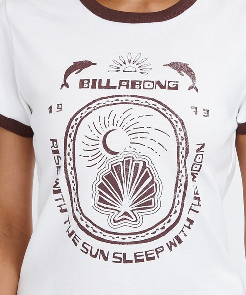 BILLABONG（ビラボン）の「BILLABONG/ビラボン 半袖 Tシャツ リンガーシャツ ショート丈 BG013217（Tシャツ/カットソー・レディース・ホワイト/スミクロ/アクア・M/L）」の5枚目の写真