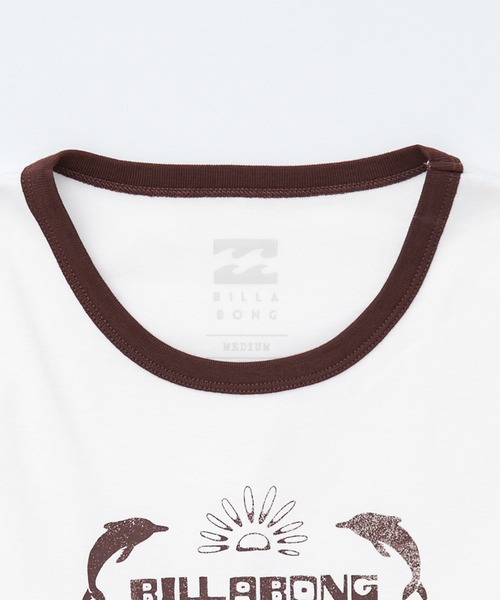 BILLABONG（ビラボン）の「BILLABONG/ビラボン 半袖 Tシャツ リンガーシャツ ショート丈 BG013217（Tシャツ/カットソー・レディース・ホワイト/スミクロ/アクア・M/L）」の7枚目の写真