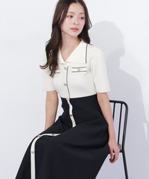 JILL by JILL STUART | 開襟配色ニットワンピース(ワンピース)