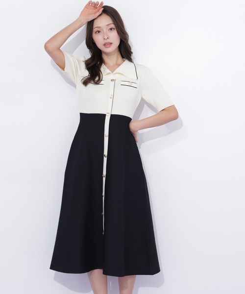 JILL by JILL STUART（ジルバイジルスチュアート）の「開襟配色ニットワンピース（ワンピース・レディース・グレー/ピンク/ホワイト系その他・FREE）」の8枚目の写真