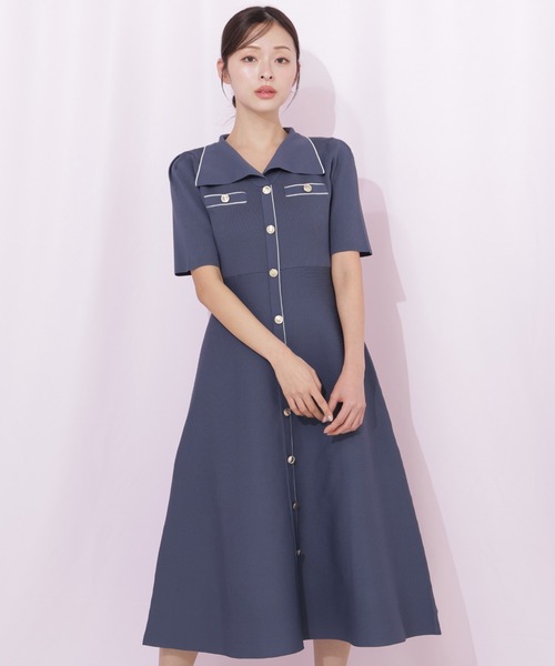 JILL by JILL STUART（ジルバイジルスチュアート）の「開襟配色ニットワンピース（ワンピース・レディース・グレー/ピンク/ホワイト系その他・FREE）」の15枚目の写真