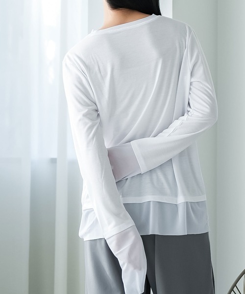 mili an deni(ミリアンデニ)の「異素材切替レイヤード風トップス(Tシャツ/カットソー・レディース・ブラック/ホワイト・M)」の10枚目の写真