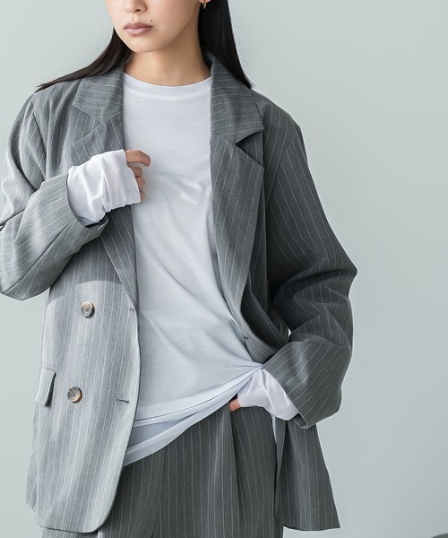 mili an deni(ミリアンデニ)の「異素材切替レイヤード風トップス(Tシャツ/カットソー・レディース・ブラック/ホワイト・M)」の3枚目の写真