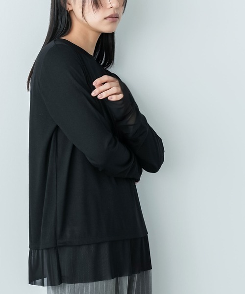 mili an deni(ミリアンデニ)の「異素材切替レイヤード風トップス(Tシャツ/カットソー・レディース・ブラック/ホワイト・M)」の16枚目の写真
