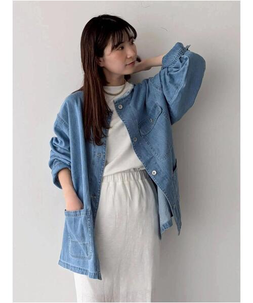 Samansa Mos2（サマンサ モスモス）の「デニムカバーオール（ブルゾン・レディース・ブルー/サックスブルー・F）」の2枚目の写真
