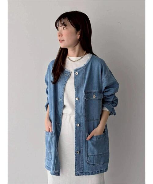 Samansa Mos2（サマンサ モスモス）の「デニムカバーオール（ブルゾン・レディース・ブルー/サックスブルー・F）」の4枚目の写真