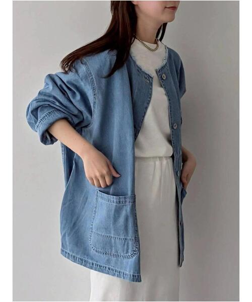 Samansa Mos2（サマンサ モスモス）の「デニムカバーオール（ブルゾン・レディース・ブルー/サックスブルー・F）」の5枚目の写真