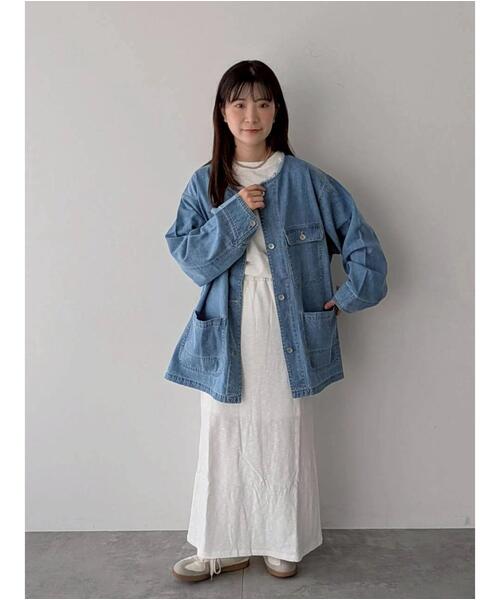 Samansa Mos2（サマンサ モスモス）の「デニムカバーオール（ブルゾン・レディース・ブルー/サックスブルー・F）」の6枚目の写真