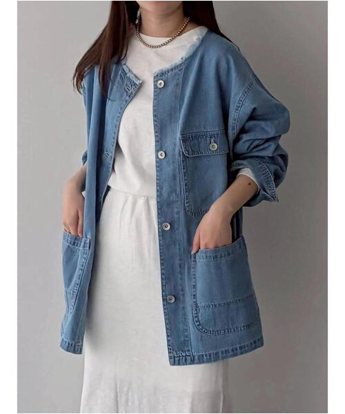 Samansa Mos2（サマンサ モスモス）の「デニムカバーオール（ブルゾン・レディース・ブルー/サックスブルー・F）」の12枚目の写真